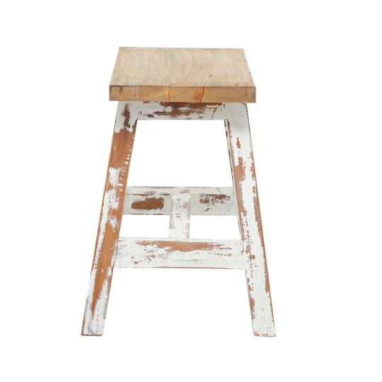 Brown & White Wood Farmhouse Bench